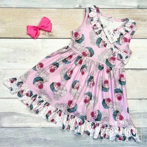 Girls Sleeveless Elegant Cupcakes Dress for 6-12  Months”